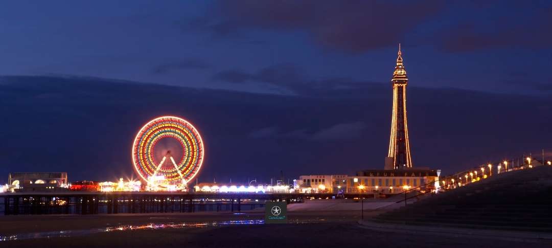 Blackpool seafront at night